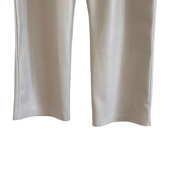House of Harlow 1960 High Rise Cream Vegan Leather Wide Straight Leg Pants Sz 12 - Picture 5 of 11